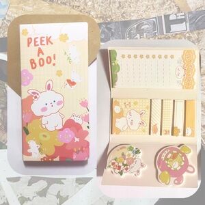 🎉 peek a boo bunny sticky note booklet set, to do list, kawaii sticky notes
